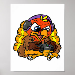 Poster Turquie Gamer Funny Thanksgiving Cool Jeux Vidéos