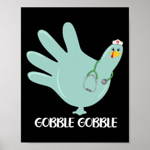 Poster Turquie Gants Gobble Merci infirmière Thanksgiving