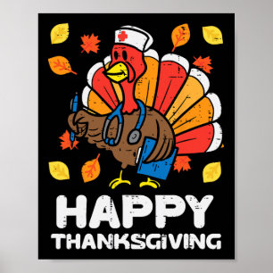 Poster Turquie Infirmière Bon thanksgiving Scrub ICU ER R