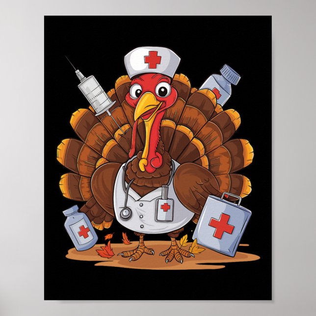 Poster Turquie Infirmière Stethoscope Thanksgiving Fall S (Devant)
