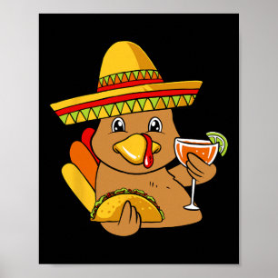 Poster Turquie Manger Taco Thanksgiving Day Mexicain F