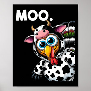 Poster Turquie Moo Costume de vache drôle Thanksgiving Ha