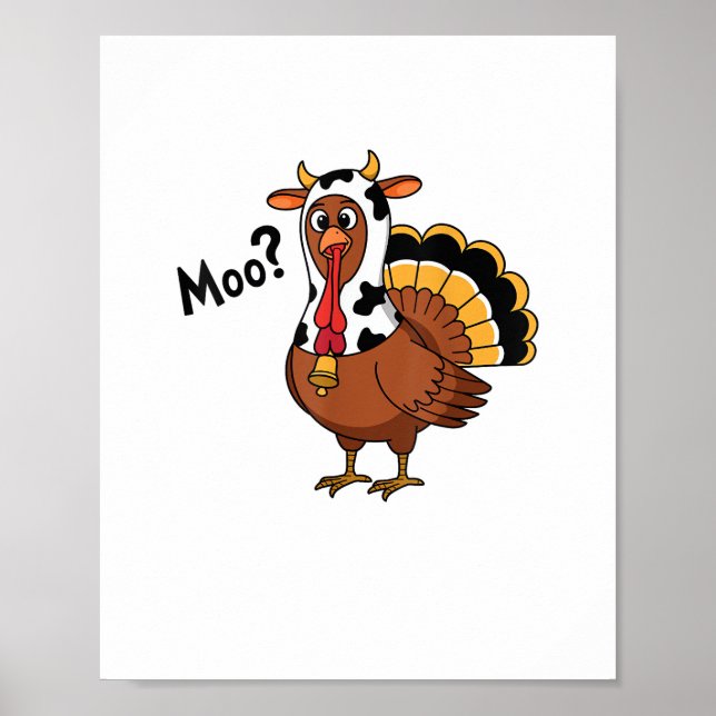 Poster Turquie Moo Vache drôle Thanksgiving Performance S (Devant)