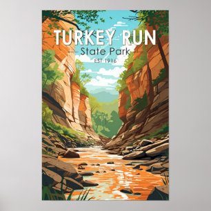 Poster Turquie Run State Park Indiana Voyage Art Vintage