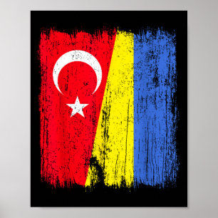 Poster Turquie Ukraine Demi-drapeau Héritage turc ukraini