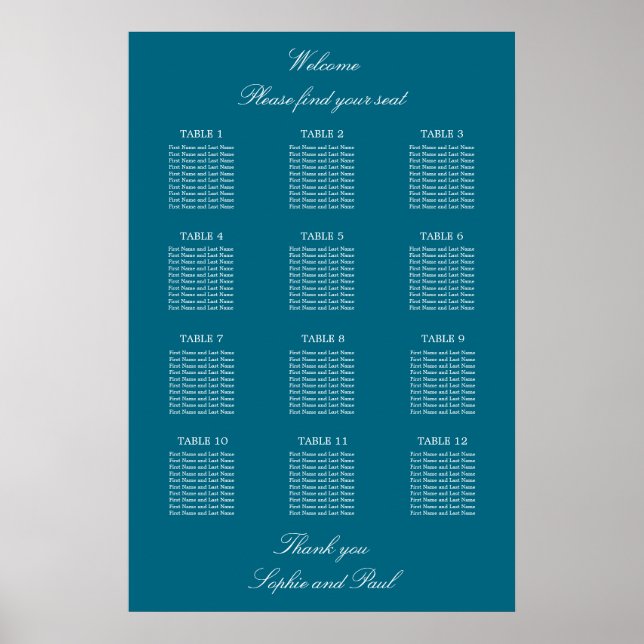 Poster Turquoise 12 Mariage de table (Devant)