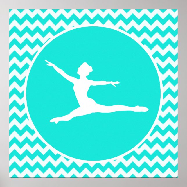 Poster Turquoise, Aqua Color Chevron; Ballet (Devant)