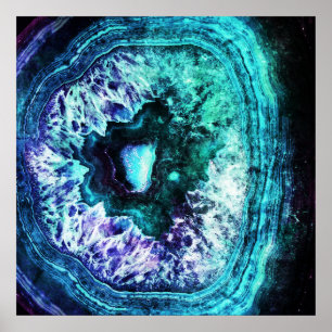 Poster Turquoise assez glaciale et cristal pourpre de