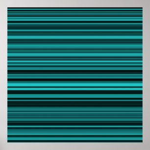 Poster turquoise Black Stripes