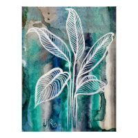 Turquoise Bleu & Turquoise Aquarelle Botanique Mod