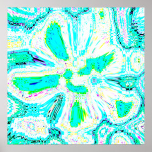 Poster Turquoise Bleu Vert Abstrait Motifs coloré Moderne