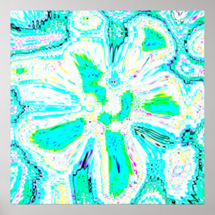 Poster Turquoise bleu vert Abstrait Motifs colorés