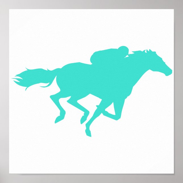 Poster Turquoise; Blue Green Horse Racing (Devant)