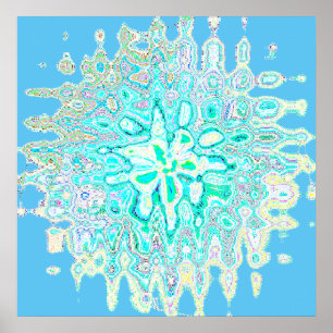 Poster Turquoise Blue Green Wave Bubble Abstrait Motif Co