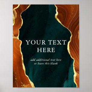 Poster Turquoise, Burning Orange & Gold Agate Mariage