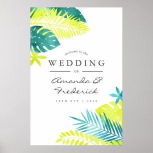 Poster Turquoise et Lemon Tropical Mariage Accueil