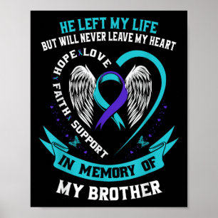 Poster Turquoise Et Violet En Mémoire De Mon Frère Suicid