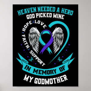 Poster Turquoise Et Violet Ruban Suicide Sensibilisation