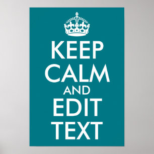 Poster Turquoise foncé Garder calme et modifier le texte