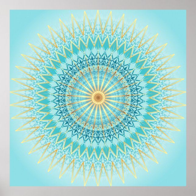 Poster Turquoise Gold Boho Mandala (Devant)