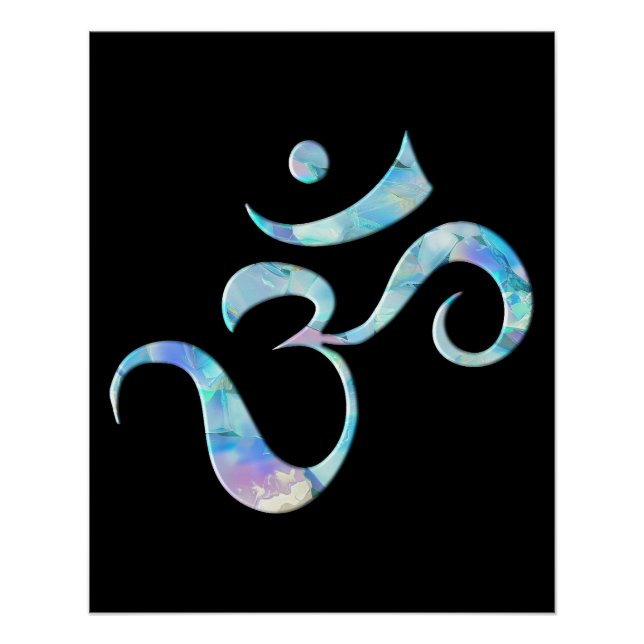 Poster Turquoise Marbré Om (Devant)