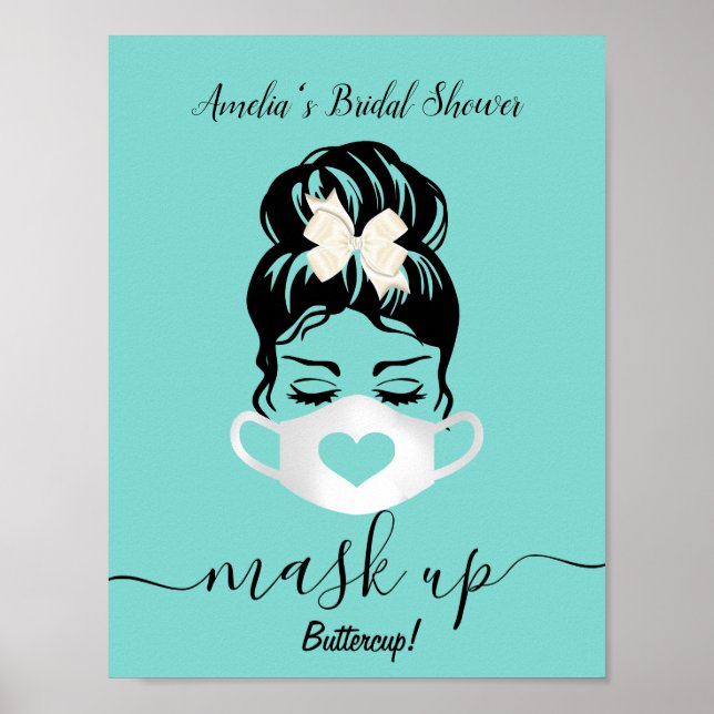 Poster Turquoise Masque Visage Bleu Requis Événements soc (Devant)