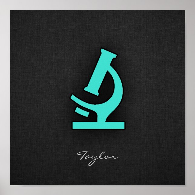 Poster Turquoise ; Microscope bleu vert (Devant)