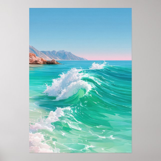 Poster Turquoise ocean waves  (Devant)