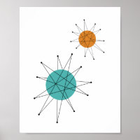 Turquoise Orange Franciscan Starburst milieu du si