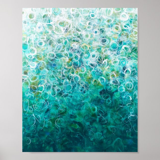Poster Turquoise peinture ombre Abstraite blanche 8x10 (Devant)
