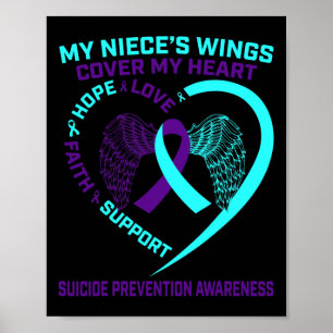Poster Turquoise Purple Prévention Suicide Sensibilisatio