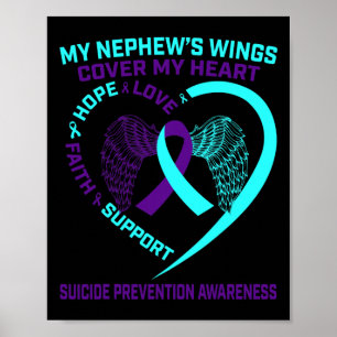 Poster Turquoise Purple Prévention Suicide Sensibilisatio