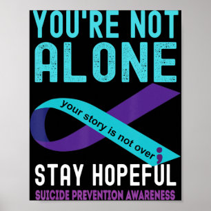 Poster Turquoise Purple Ribbon Support Prévention du suic