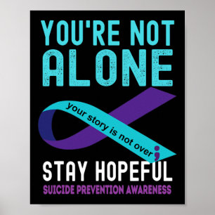 Poster Turquoise Purple Ribbon Support Prévention du suic