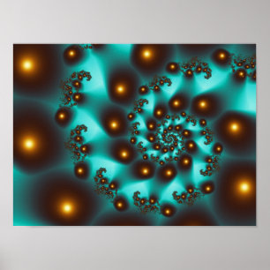 Poster Turquoise Trippy Art Abstrait Fractal