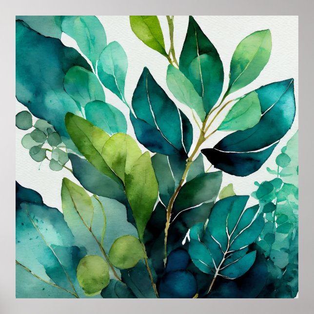 Poster Turquoise vert botanique (Devant)
