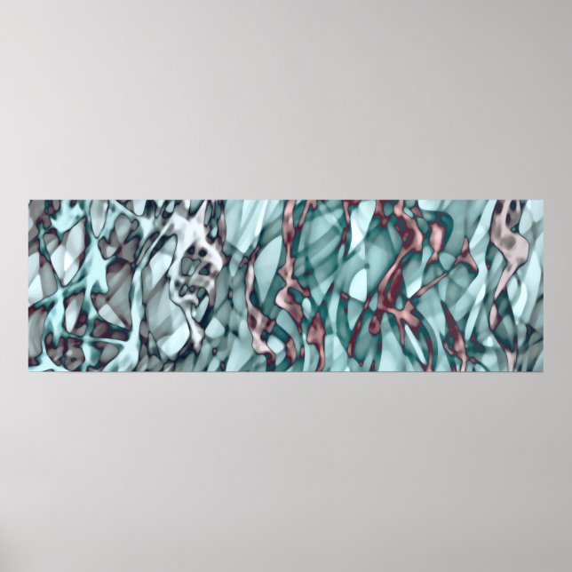 Poster Turquoise Vert Jaune Orange Or Rouge Art Abstrait (Devant)