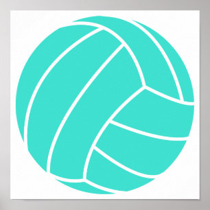 Poster Turquoise ; Volleyball de vert bleu