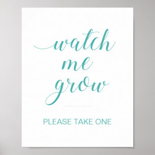 Poster Turquoise Watch Me Grow Baby shower Faveurs Plante
