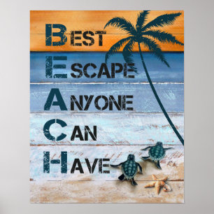 Poster Turtle B.E.A.C.H Inspiration et motivation