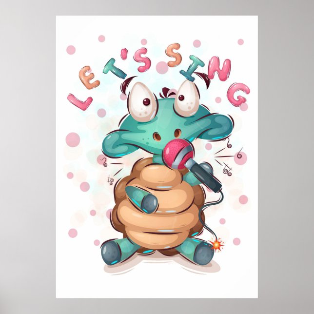 Poster Turtle Lover La Tortue Mignonne Chante (Devant)