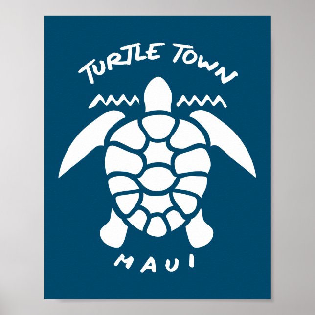 Poster Turtle Town, Maui Island, Hawaii (Devant)