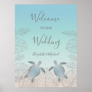 Poster Turtles d'argent Turquoise Beach Mariage