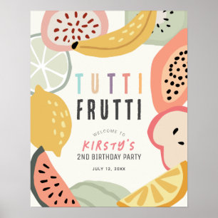 Poster Tutti Frutti Fruit coloré 2e anniversaire Bienvenu