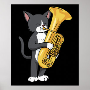 Poster Tuxedo Cat Tuba Cadeaux Femmes Hommes Marching Ban