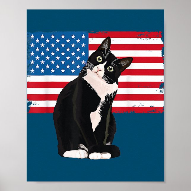 Poster Tuxedo Chat 4 juillet Patriotique Cadeaux Adultes  (Devant)