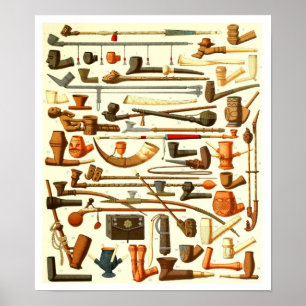 Poster Tuyaux africains et instruments de tabagisme