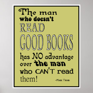 Poster Twain's Read Good Books Citation de l'affiche dans
