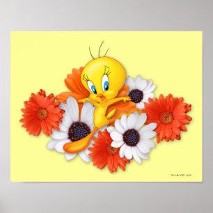 Poster Tweety avec des pâquerettes