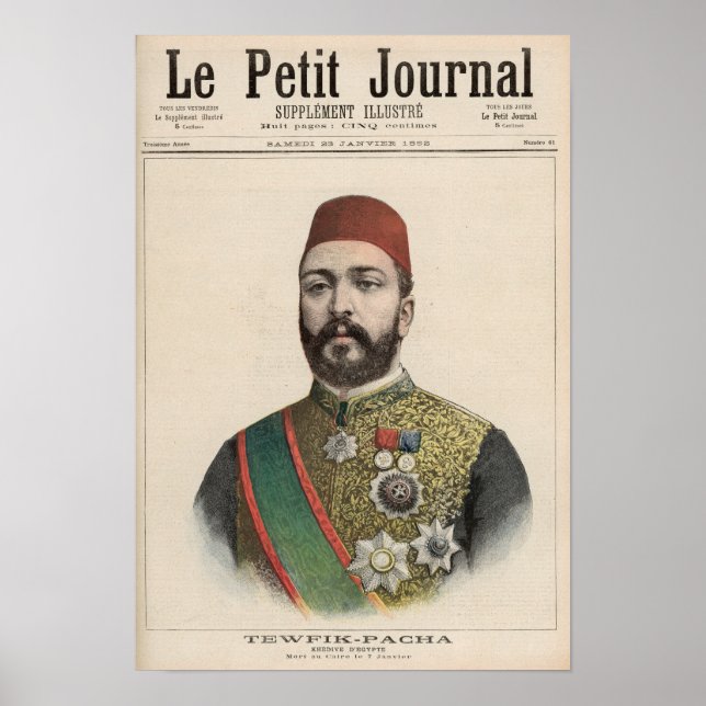 Poster Twefik Pasha Khedive d'Egypte (Devant)